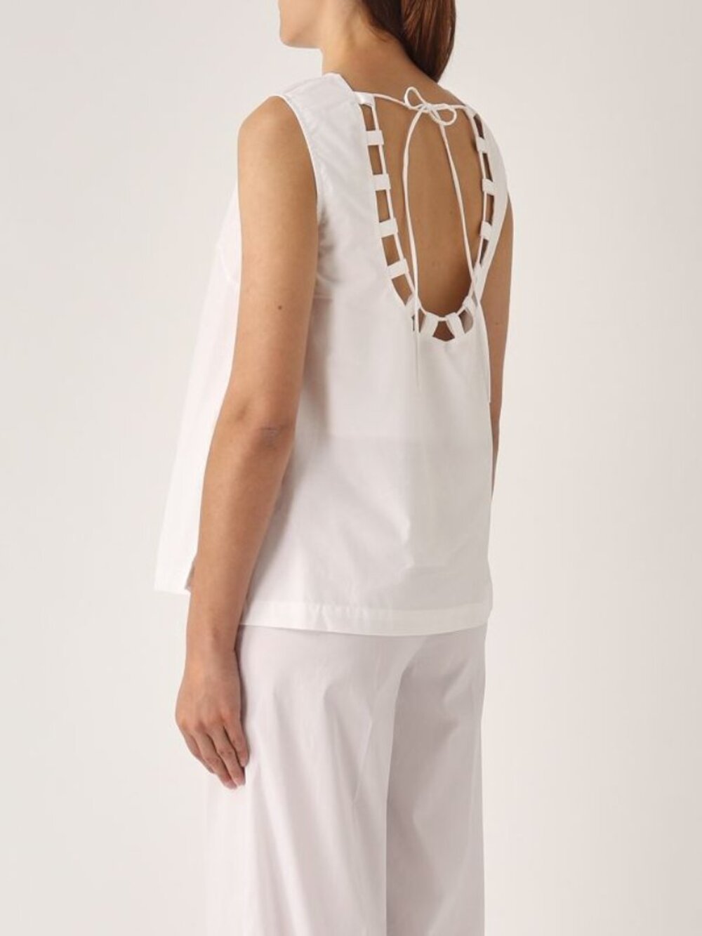 NEW MEIMEIJ White Cotton Sleeveless Backless Design Top